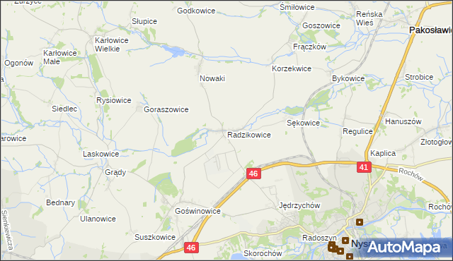 mapa Radzikowice, Radzikowice na mapie Targeo