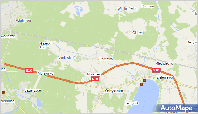 mapa Reptowo gmina Kobylanka, Reptowo gmina Kobylanka na mapie Targeo