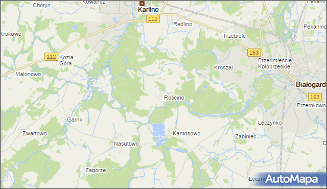 mapa Rościno, Rościno na mapie Targeo