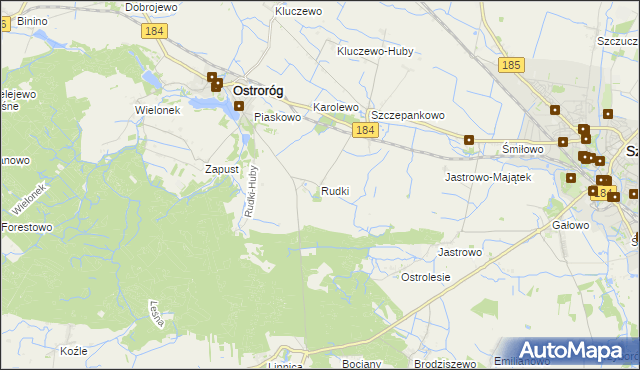 mapa Rudki gmina Ostroróg, Rudki gmina Ostroróg na mapie Targeo
