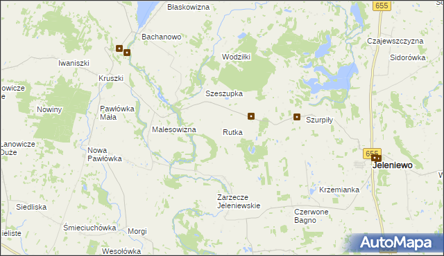 mapa Rutka gmina Jeleniewo, Rutka gmina Jeleniewo na mapie Targeo