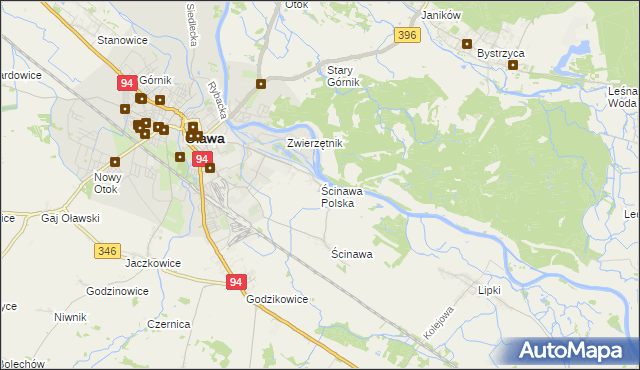 mapa Ścinawa Polska, Ścinawa Polska na mapie Targeo