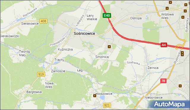 mapa Smolnica gmina Sośnicowice, Smolnica gmina Sośnicowice na mapie Targeo