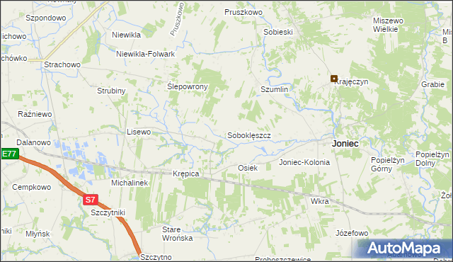 mapa Soboklęszcz gmina Joniec, Soboklęszcz gmina Joniec na mapie Targeo