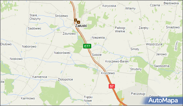 mapa Sobole gmina Załuski, Sobole gmina Załuski na mapie Targeo