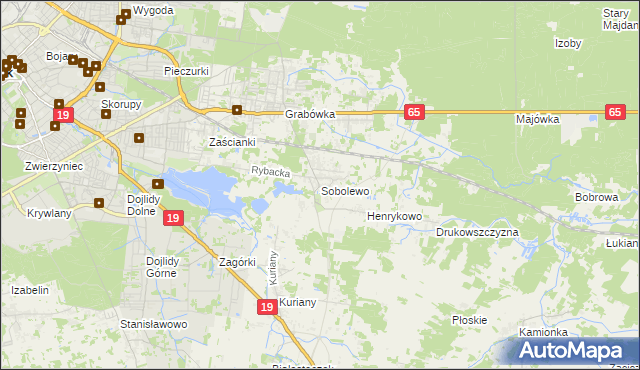 mapa Sobolewo gmina Supraśl, Sobolewo gmina Supraśl na mapie Targeo