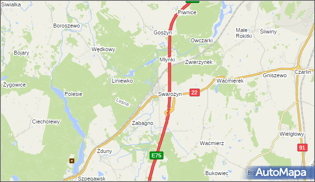 mapa Swarożyn, Swarożyn na mapie Targeo