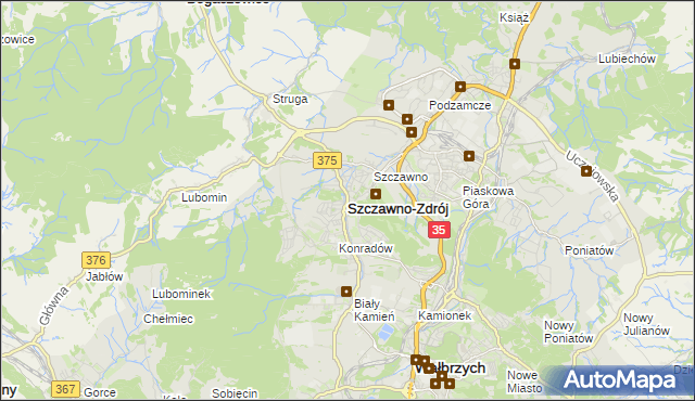 mapa Szczawno-Zdrój, Szczawno-Zdrój na mapie Targeo