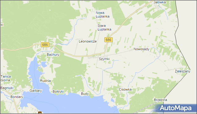 mapa Szymki gmina Michałowo, Szymki gmina Michałowo na mapie Targeo