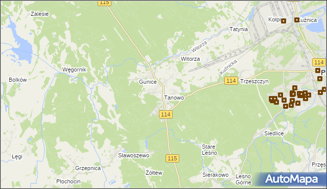 mapa Tanowo, Tanowo na mapie Targeo