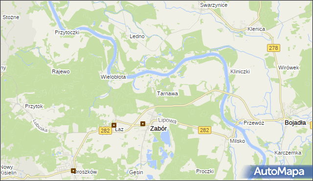 mapa Tarnawa gmina Zabór, Tarnawa gmina Zabór na mapie Targeo