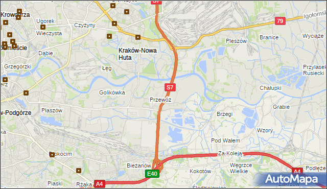 mapa Ulica gmina Kraków, Ulica gmina Kraków na mapie Targeo