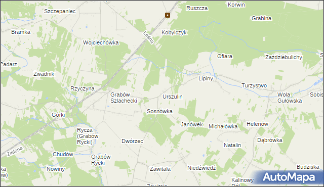 mapa Urszulin gmina Nowodwór, Urszulin gmina Nowodwór na mapie Targeo