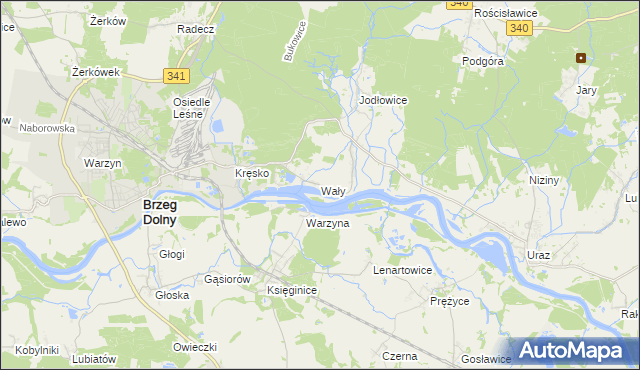 mapa Wały gmina Brzeg Dolny, Wały gmina Brzeg Dolny na mapie Targeo