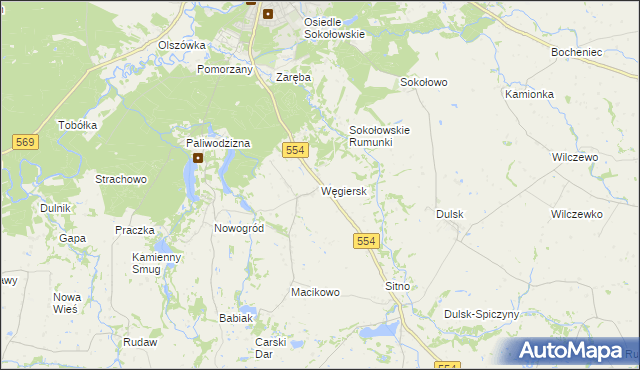 mapa Węgiersk, Węgiersk na mapie Targeo