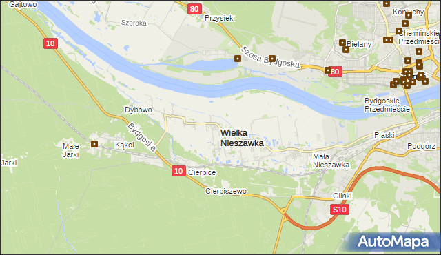 mapa Wielka Nieszawka, Wielka Nieszawka na mapie Targeo