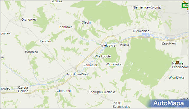 mapa Wielkopole gmina Gorzków, Wielkopole gmina Gorzków na mapie Targeo