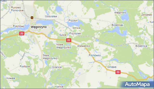 mapa Wiewiecko, Wiewiecko na mapie Targeo