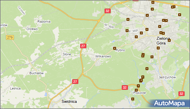 mapa Wilkanowo gmina Świdnica, Wilkanowo gmina Świdnica na mapie Targeo