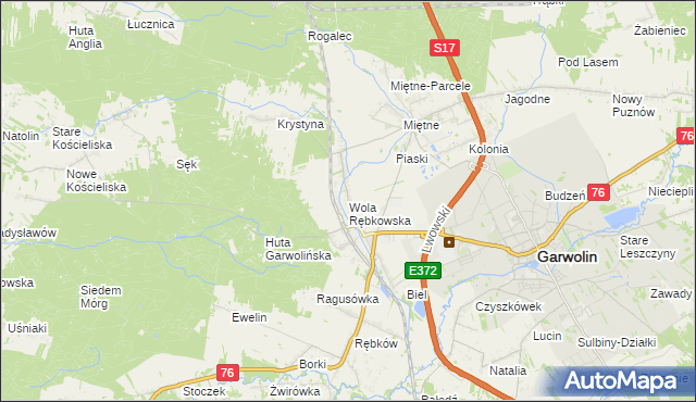 mapa Wola Rębkowska, Wola Rębkowska na mapie Targeo