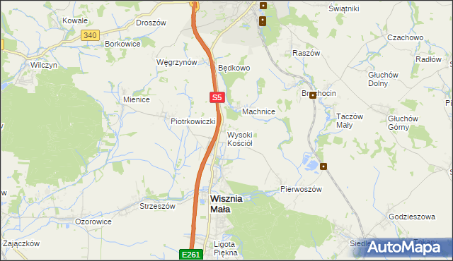 mapa Wysoki Kościół, Wysoki Kościół na mapie Targeo