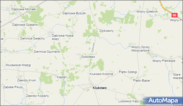 mapa Żabiniec gmina Klukowo, Żabiniec gmina Klukowo na mapie Targeo