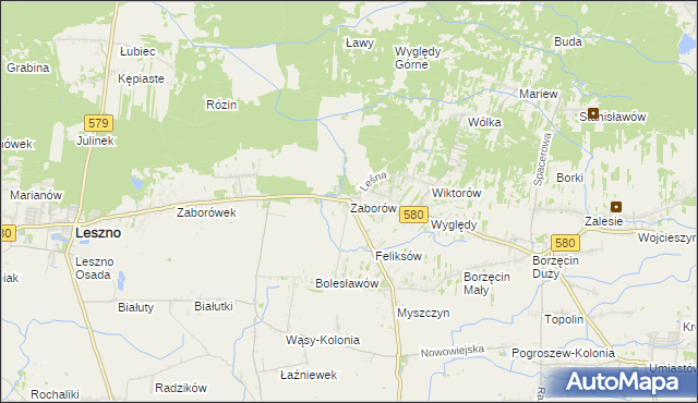 mapa Zaborów gmina Leszno, Zaborów gmina Leszno na mapie Targeo