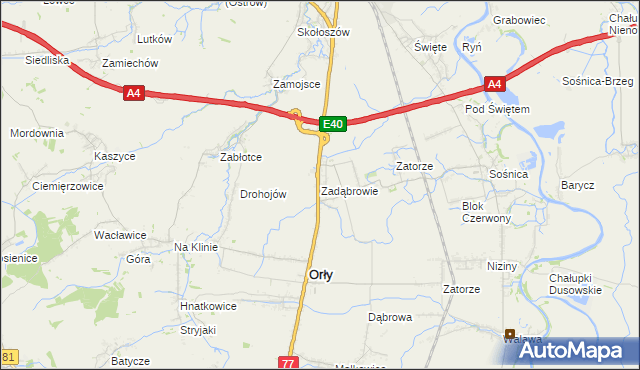 mapa Zadąbrowie gmina Orły, Zadąbrowie gmina Orły na mapie Targeo