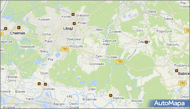 mapa Żarki gmina Libiąż, Żarki gmina Libiąż na mapie Targeo