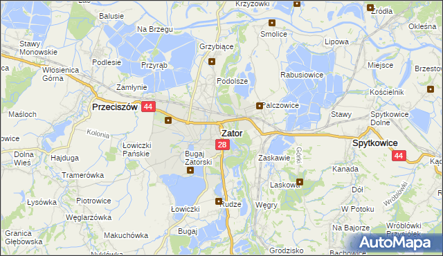 mapa Zator powiat oświęcimski, Zator powiat oświęcimski na mapie Targeo