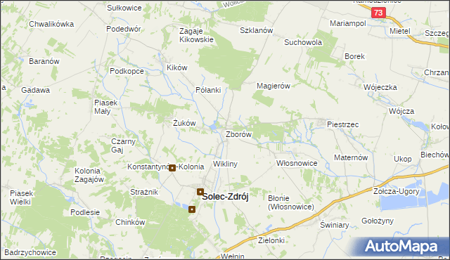 mapa Zborów gmina Solec-Zdrój, Zborów gmina Solec-Zdrój na mapie Targeo