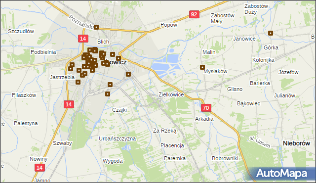 mapa Zielkowice, Zielkowice na mapie Targeo