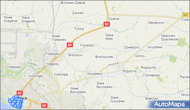 mapa Brochocinek gmina Radzanowo, Brochocinek gmina Radzanowo na mapie Targeo