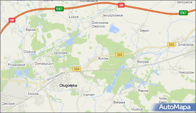 mapa Byków, Byków na mapie Targeo