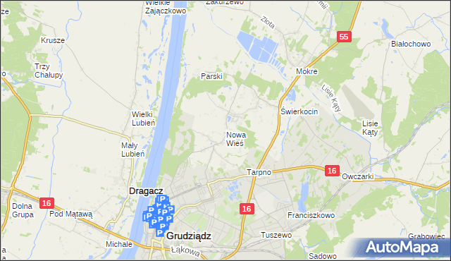 mapa Nowa Wieś gmina Grudziądz, Nowa Wieś gmina Grudziądz na mapie Targeo