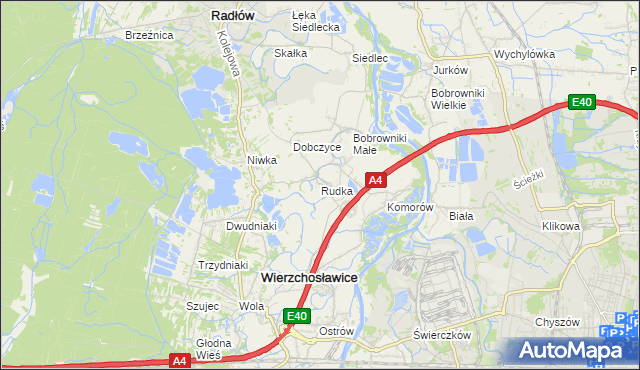 mapa Rudka gmina Wierzchosławice, Rudka gmina Wierzchosławice na mapie Targeo