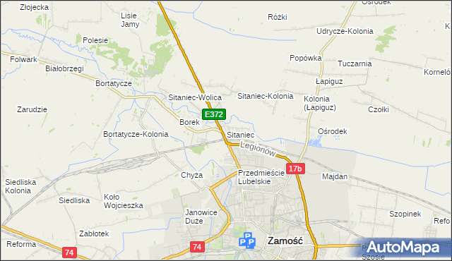 mapa Sitaniec, Sitaniec na mapie Targeo