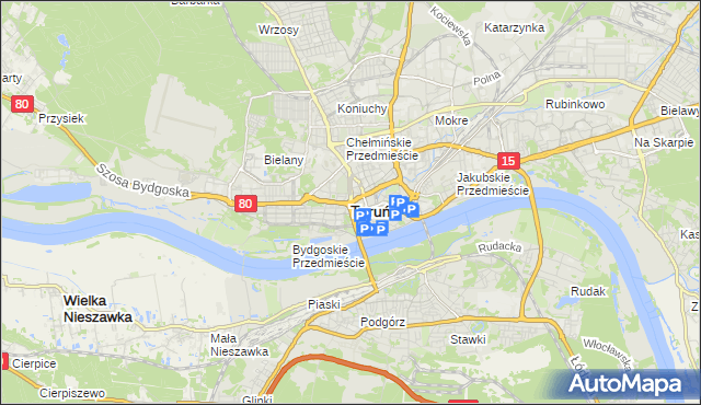 mapa Torunia, Toruń na mapie Targeo