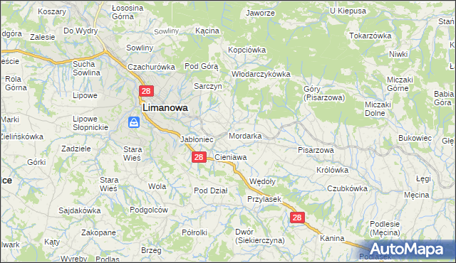 mapa Mordarka, Mordarka na mapie Targeo