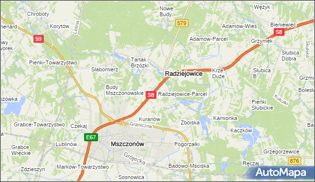 mapa Radziejowice-Parcel, Radziejowice-Parcel na mapie Targeo