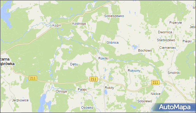 mapa Rokitki gmina Czarna Dąbrówka, Rokitki gmina Czarna Dąbrówka na mapie Targeo