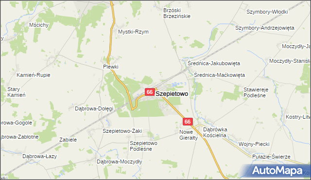 mapa Szepietowo, Szepietowo na mapie Targeo