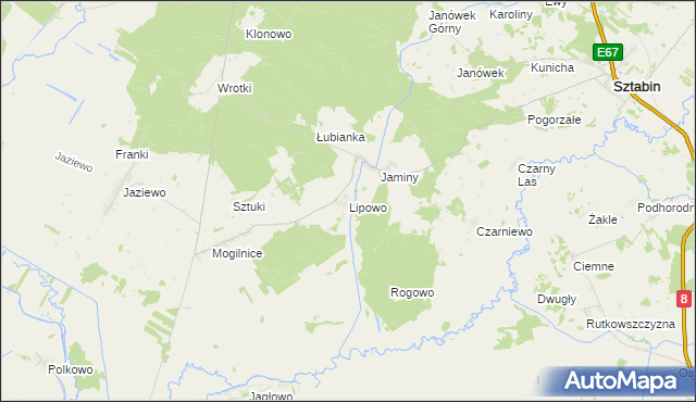 mapa Lipowo gmina Sztabin, Lipowo gmina Sztabin na mapie Targeo