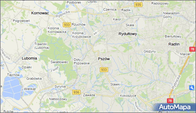 mapa Pszów, Pszów na mapie Targeo