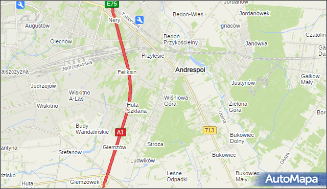 mapa Wiśniowa Góra, Wiśniowa Góra na mapie Targeo