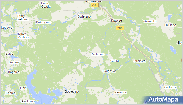 mapa Malęcino, Malęcino na mapie Targeo