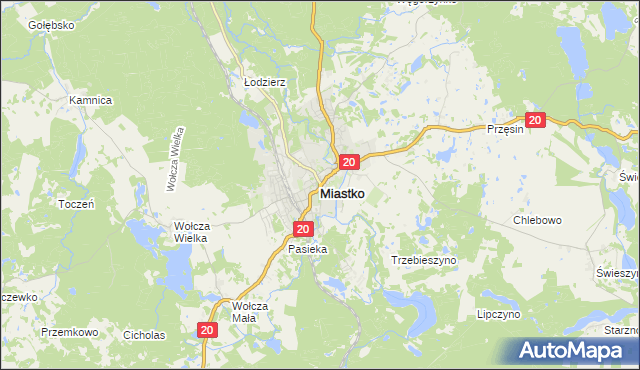 mapa Miastko powiat bytowski, Miastko powiat bytowski na mapie Targeo