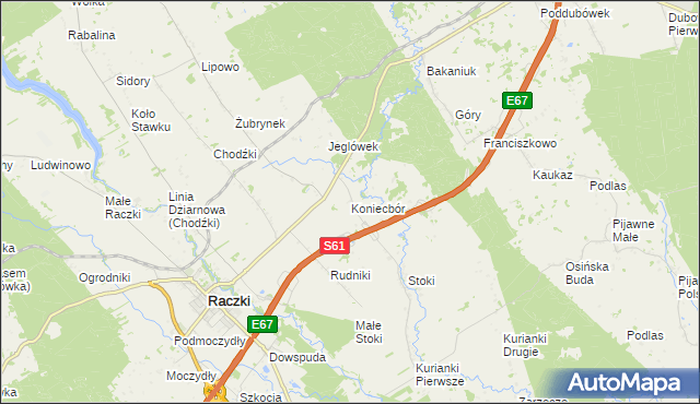 mapa Koniecbór, Koniecbór na mapie Targeo