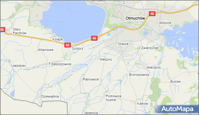 mapa Meszno gmina Otmuchów, Meszno gmina Otmuchów na mapie Targeo