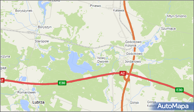 mapa Nowy Dworek gmina Świebodzin, Nowy Dworek gmina Świebodzin na mapie Targeo